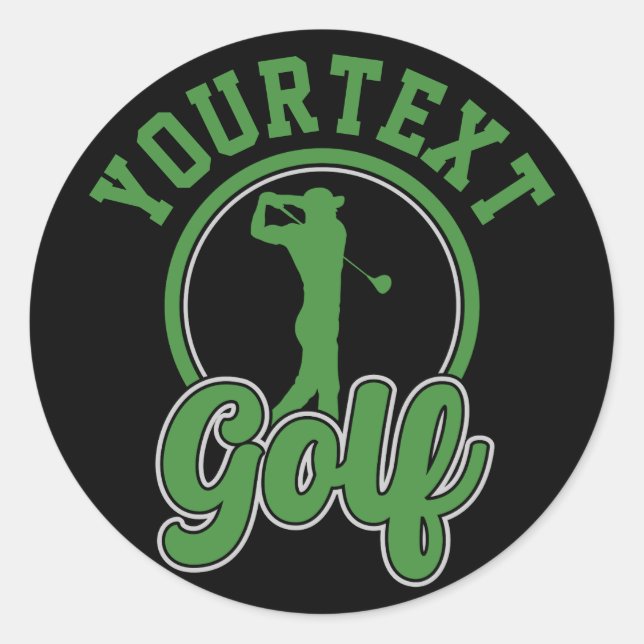 Personalized Golf ADD NAME Retro Pro Golfer Swing Classic Round Sticker (Front)