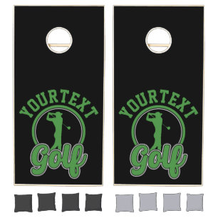 Personalized Golf ADD NAME Retro Pro Golfer Swing Cornhole Set