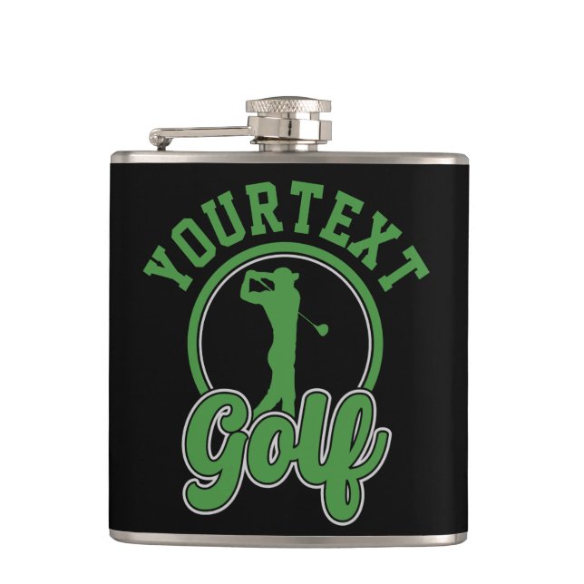 Personalized Golf ADD NAME Retro Pro Golfer Swing Flask (Front)