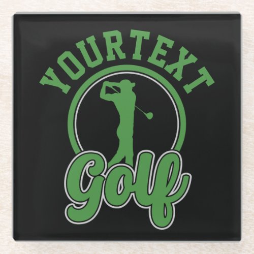 Personalized Golf ADD NAME Retro Pro Golfer Swing Glass Coaster