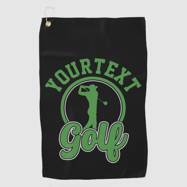 Personalized Golf ADD NAME Retro Pro Golfer Swing Golf Towel (Front)