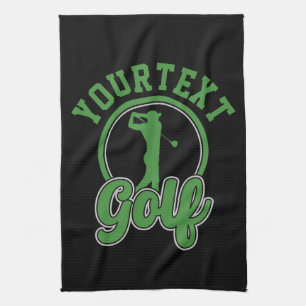 Personalized Golf ADD NAME Retro Pro Golfer Swing Kitchen Towel