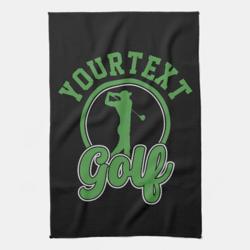 Personalized Golf ADD NAME Retro Pro Golfer Swing Kitchen Towel