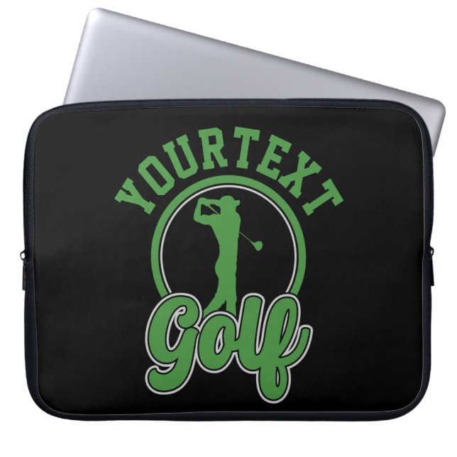 Personalized Golf ADD NAME Retro Pro Golfer Swing Laptop Sleeve (Front)