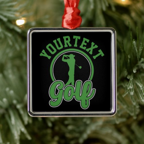 Personalized Golf ADD NAME Retro Pro Golfer Swing Metal Ornament