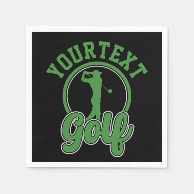Personalized Golf ADD NAME Retro Pro Golfer Swing Napkins (Front)