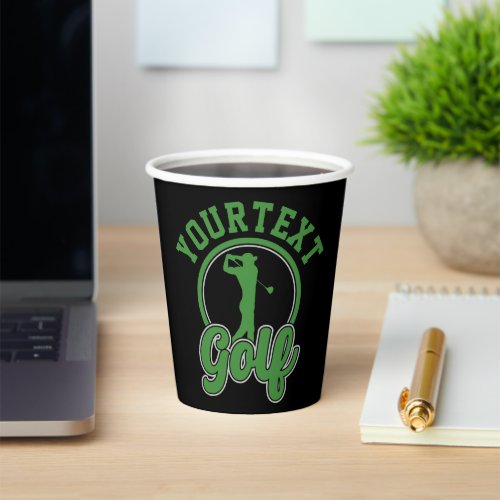 Personalized Golf ADD NAME Retro Pro Golfer Swing Paper Cups