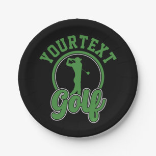 Personalized Golf ADD NAME Retro Pro Golfer Swing Paper Plates