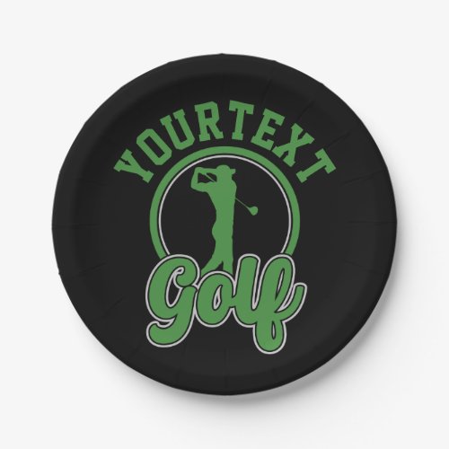 Personalized Golf ADD NAME Retro Pro Golfer Swing Paper Plates