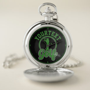 Personalized Golf ADD NAME Retro Pro Golfer Swing Pocket Watch