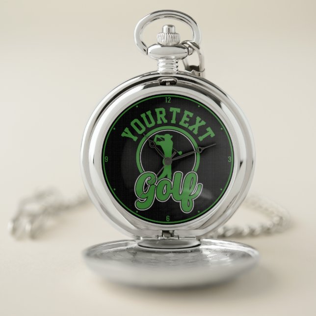 Personalized Golf ADD NAME Retro Pro Golfer Swing Pocket Watch (Inside)