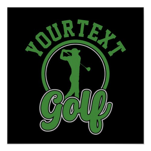 Personalized Golf ADD NAME Retro Pro Golfer Swing Poster