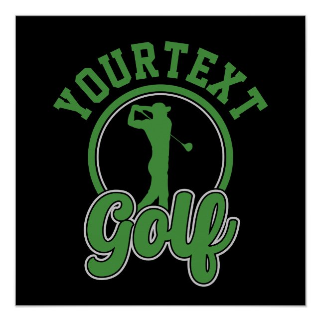 Personalized Golf ADD NAME Retro Pro Golfer Swing Poster (Front)
