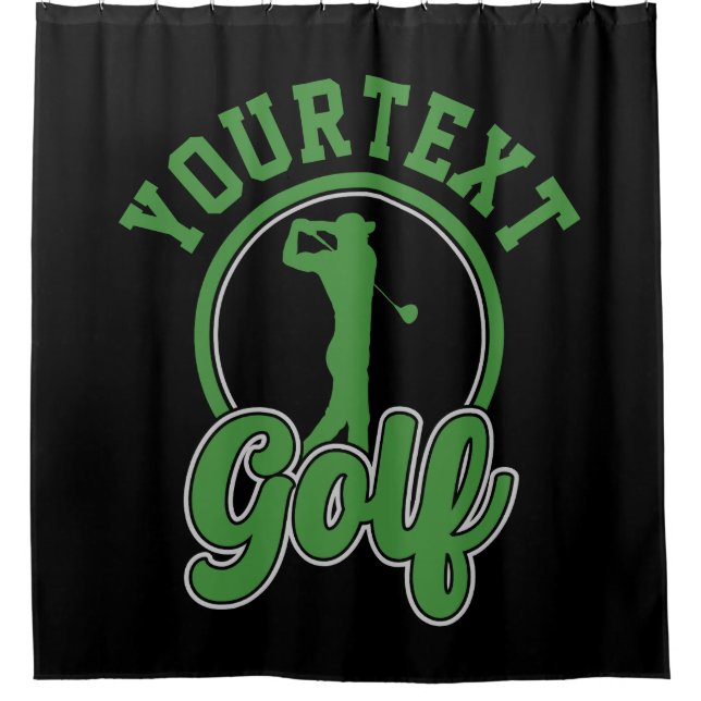 Personalized Golf ADD NAME Retro Pro Golfer Swing Shower Curtain (Front)