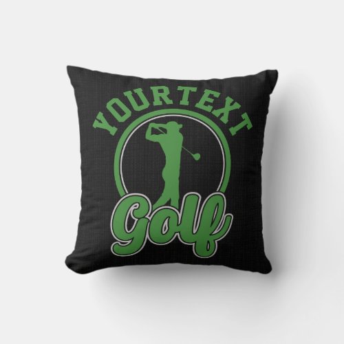 Personalized Golf ADD NAME Retro Pro Golfer Swing Throw Pillow