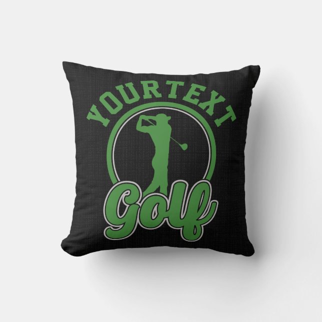 Personalized Golf ADD NAME Retro Pro Golfer Swing Throw Pillow (Front)