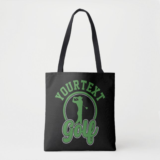 Personalized Golf ADD NAME Retro Pro Golfer Swing Tote Bag (Front)