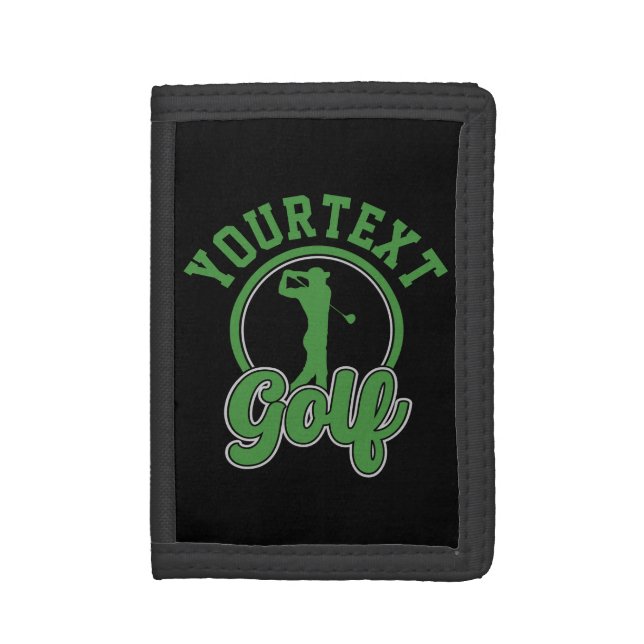 Personalized Golf ADD NAME Retro Pro Golfer Swing Trifold Wallet (Front Vertical)
