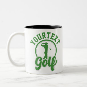 Personalized Golf ADD NAME Retro Pro Golfer Swing Two-Tone Coffee Mug