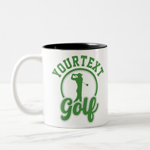 Personalized Golf ADD NAME Retro Pro Golfer Swing Two_Tone Coffee Mug