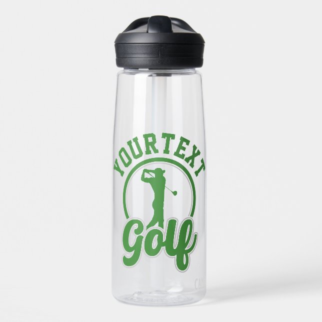 Personalized Golf ADD NAME Retro Pro Golfer Swing Water Bottle (Front)