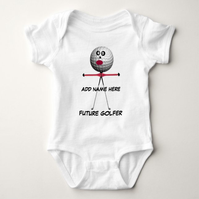 Personalized Golf Baby Cartoon Baby Bodysuit (Front)