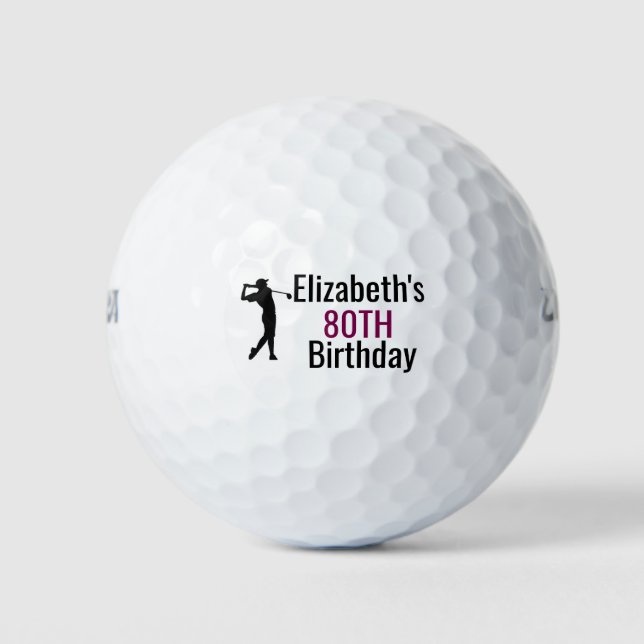 Personalized Golf Ball, 80th Birthday Golf Balls (Front)