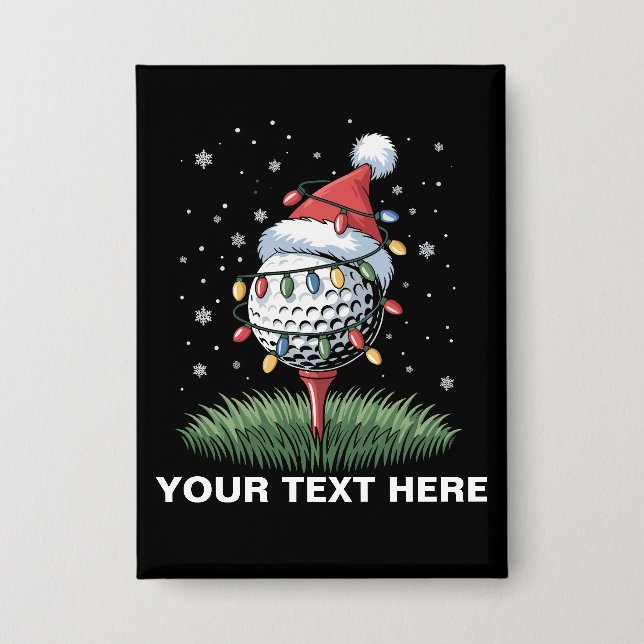 Personalized Golf Ball Christmas Tree Santa Hat  Button (Front)