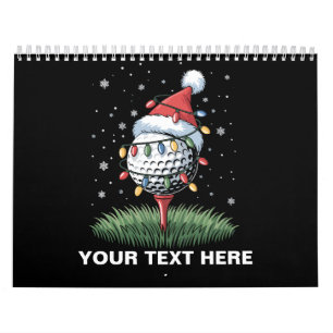 Personalized Golf Ball Christmas Tree Santa Hat Calendar