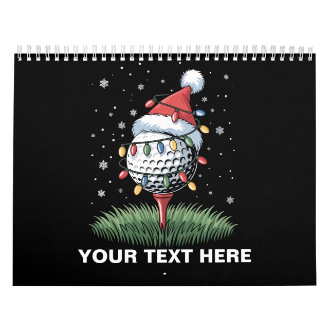 Personalized Golf Ball Christmas Tree Santa Hat  Calendar (Cover)