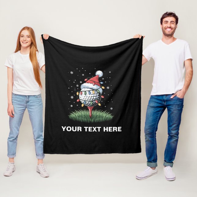 Personalized Golf Ball Christmas Tree Santa Hat  Fleece Blanket (In Situ)