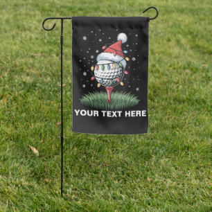 Personalized Golf Ball Christmas Tree Santa Hat Garden Flag
