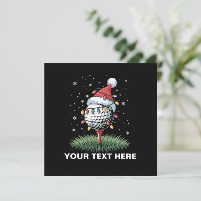 Personalized Golf Ball Christmas Tree Santa Hat  Holiday Card (Standing Front)