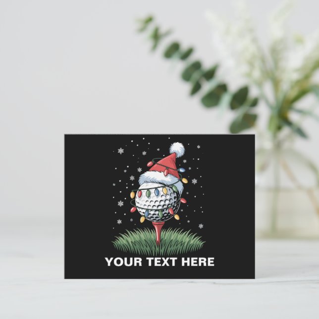 Personalized Golf Ball Christmas Tree Santa Hat  Holiday Postcard (Standing Front)