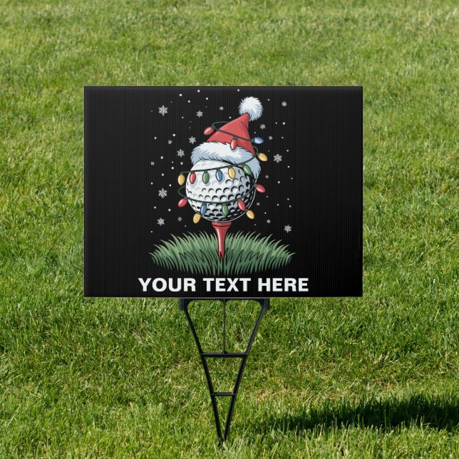 Personalized Golf Ball Christmas Tree Santa Hat  Sign (Insitu)