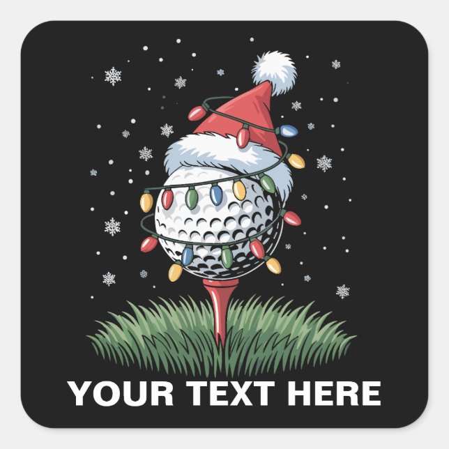 Personalized Golf Ball Christmas Tree Santa Hat  Square Sticker (Front)