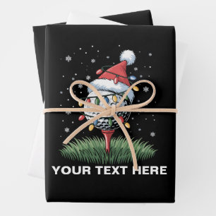Personalized Golf Ball Christmas Tree Santa Hat  Wrapping Paper Sheets