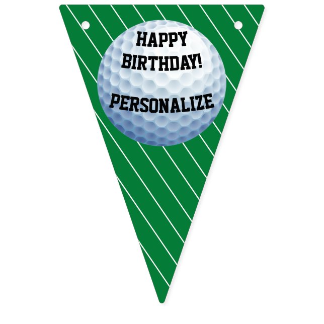 Personalized Golf Ball Happy Birthday Bunting Flags (First Flag)