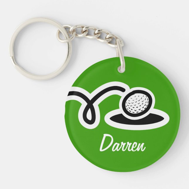 Personalized golf ball keychain with custom name (Front)