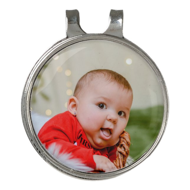 👶 Personalized Golf Ball Marker - Baby Photo Hat Clip (Front)
