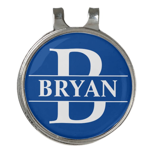 Personalized Golf Ball Marker & Hat Clip - Blue (Front)