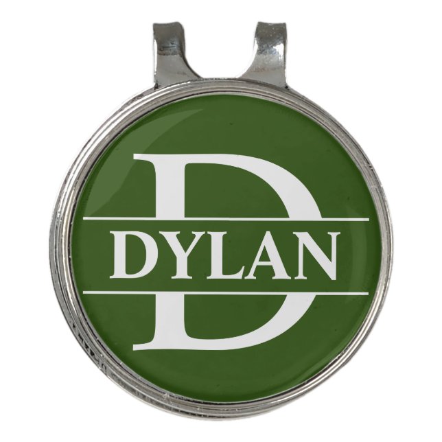 Personalized Golf Ball Marker & Hat Clip - Green (Front)