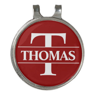 Personalized Golf Ball Marker & Hat Clip - Red