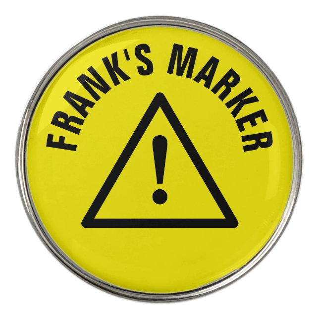 Personalized golf ball markers with caution sign (Front)