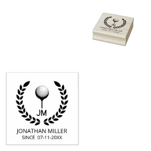 Personalized Golf Ball Monogram initials  Rubber Stamp