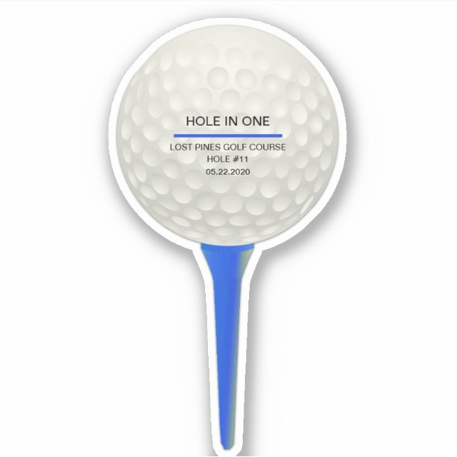 Personalized Golf Ball on Blue Tee  Sticker (Front)