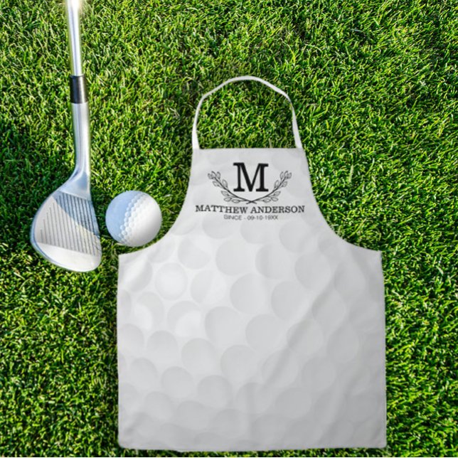 Personalized Golf Ball Pattern Name Monogram Age Apron (Creator Uploaded)