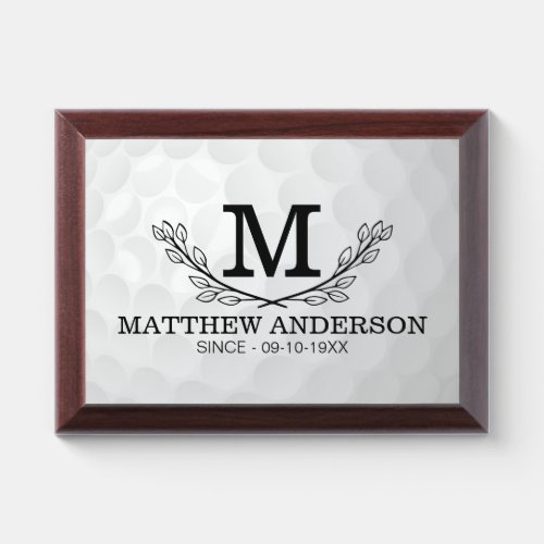 Personalized Golf Ball Pattern Name Monogram Age Award Plaque