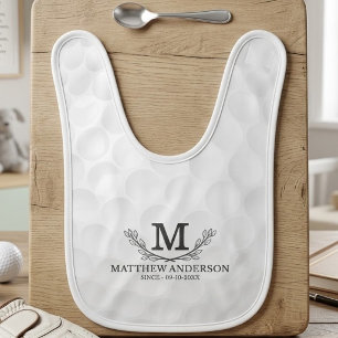 Personalized Golf Ball Pattern Name Monogram Age Baby Bib