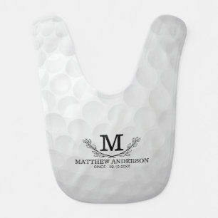 Personalized Golf Ball Pattern Name Monogram Age Baby Bib